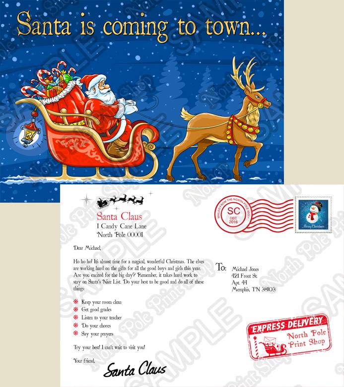 Santa's Postcard No. 1. Move your mouse over the image to highlight personalizations.
